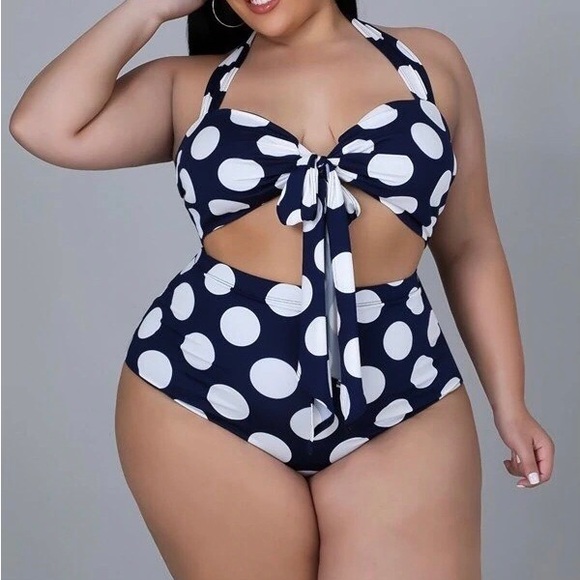 Dani Blue & White Polka Dot Bikini 1X-3X - Picture 5 of 5